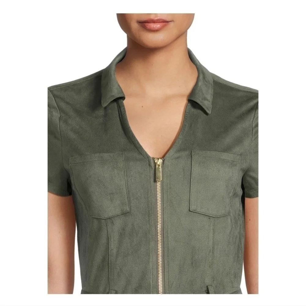 NEW NO BOUNDARIES Junior Khaki Green Utility Romper XXL - Picture 2 of 13